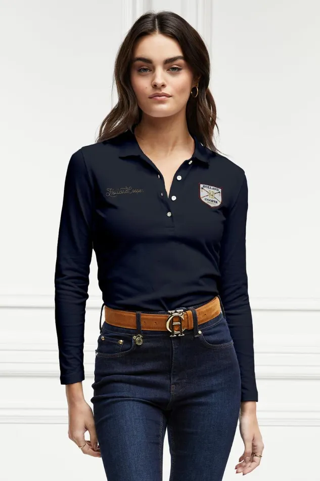 Women Classic Long Sleeve Polo Shirt Ink Navy Holland Cooper Polo Shirts Women Classic Long Sleeve Polo Shirt Ink Navy Holland Cooper Polo Shirts