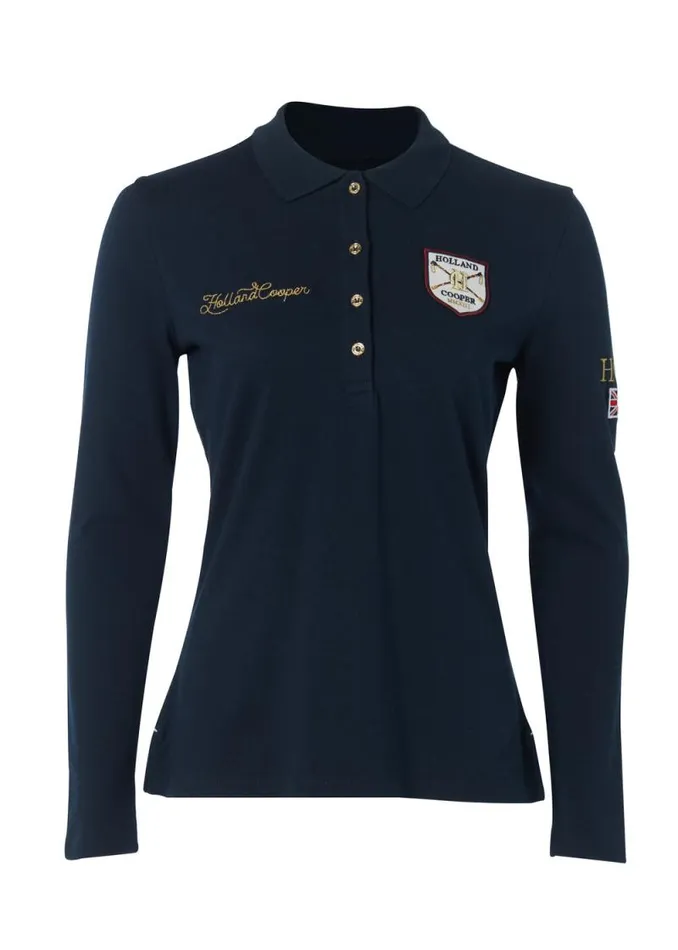 Women Classic Long Sleeve Polo Shirt Ink Navy Holland Cooper Polo Shirts Women Classic Long Sleeve Polo Shirt Ink Navy Holland Cooper Polo Shirts