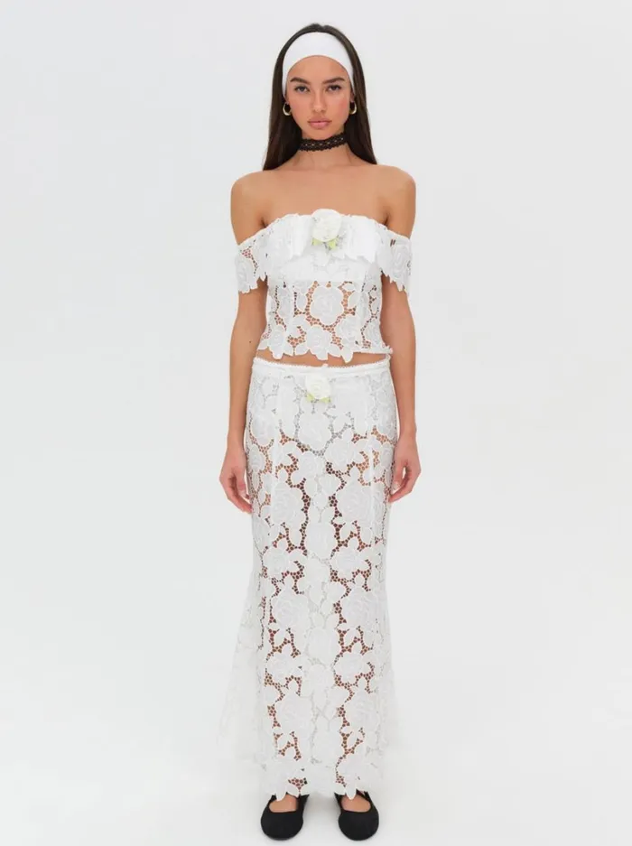 Women Claudia Maxi Skirt White For Love and Lemons Bottoms