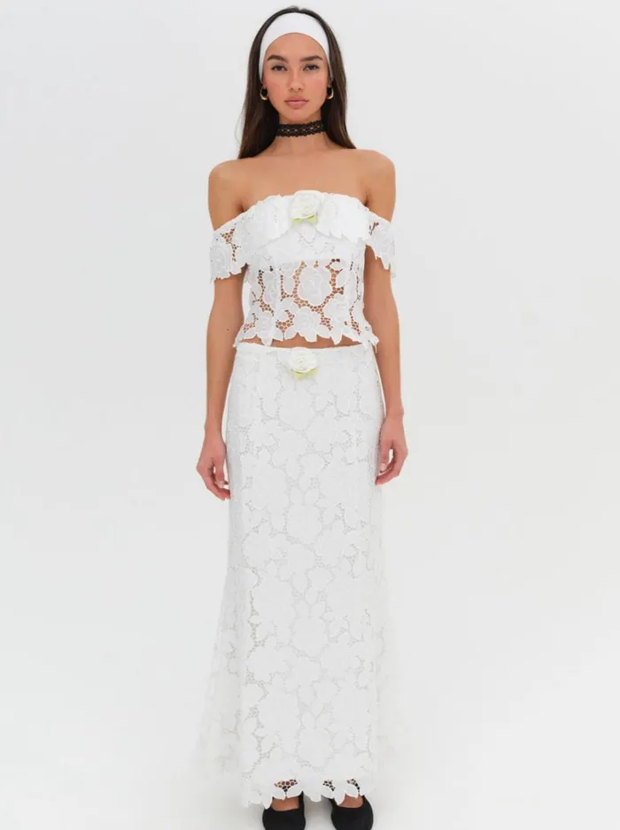 Women Claudia Maxi Skirt White For Love and Lemons Bottoms Women Claudia Maxi Skirt White For Love and Lemons Bottoms