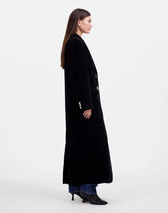 Women Coats Jackets Madewell Alexa Chung For Madewell Oversized Long Coat In Corduroy Jet Black
