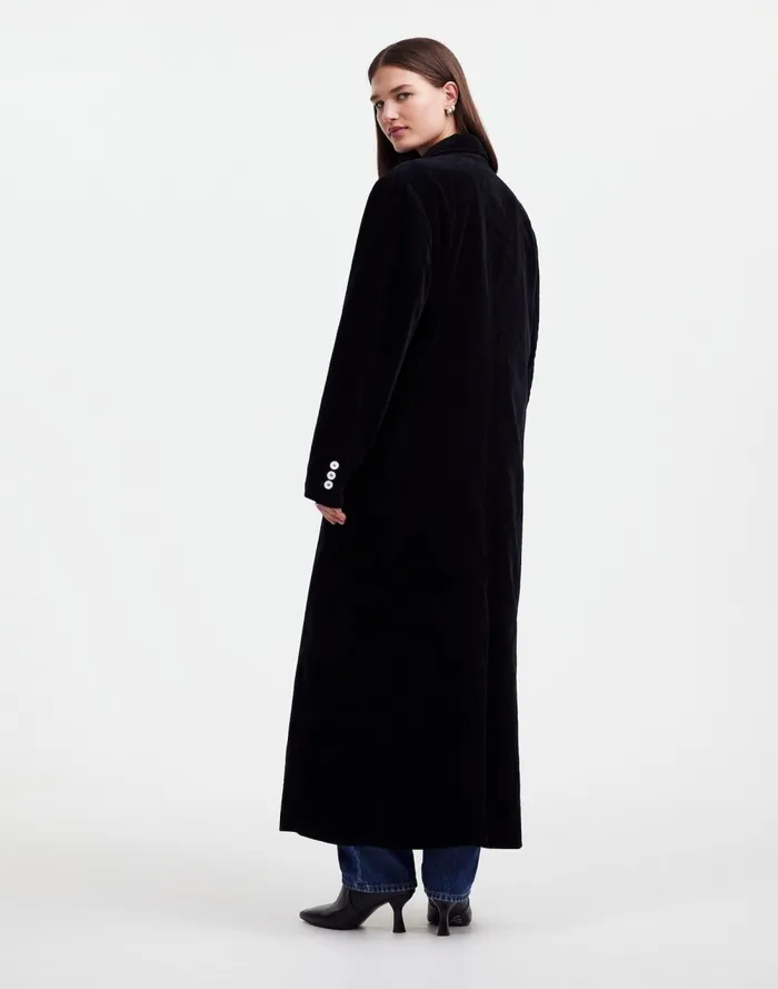 Women Coats Jackets Madewell Alexa Chung For Madewell Oversized Long Coat In Corduroy Jet Black