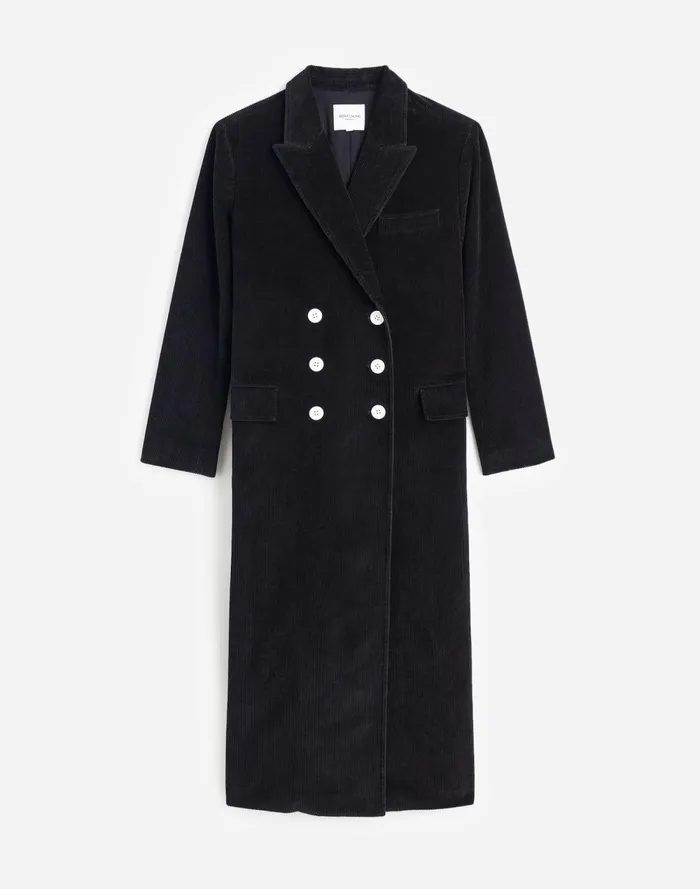 Women Coats Jackets Madewell Alexa Chung For Madewell Oversized Long Coat In Corduroy Jet Black