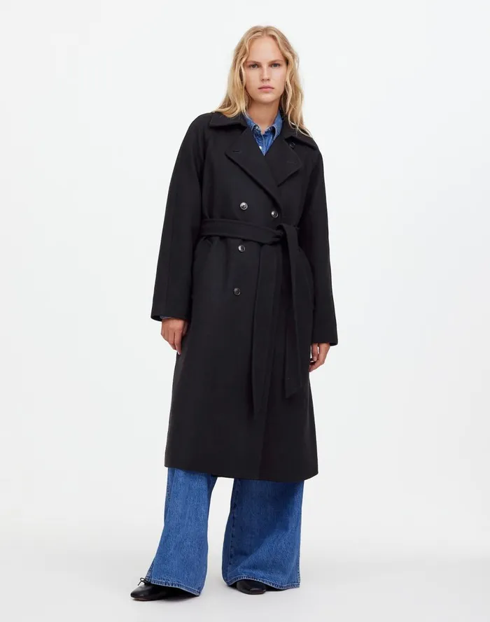 Women Coats Jackets Madewell DoubleBreasted Trench Coat True Black