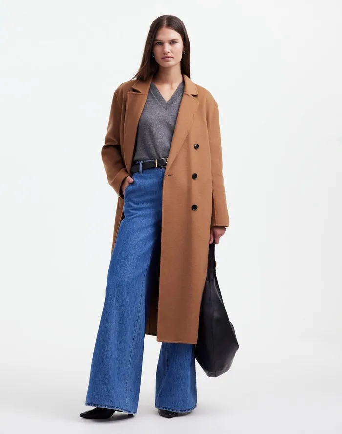 Women Coats Jackets Madewell DoubleFaced Brushed Long Coat Rich Camel