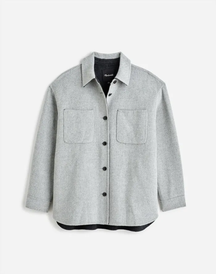 Women Coats Jackets Madewell DoubleFaced Long ShirtJacket Heather Coal