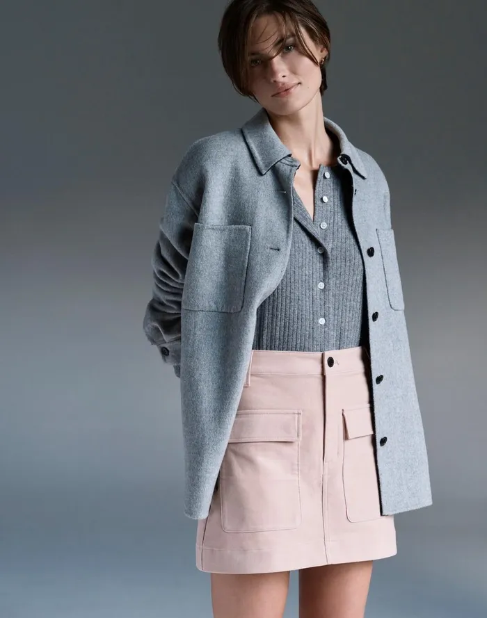 Women Coats Jackets Madewell DoubleFaced Long ShirtJacket Heather Coal