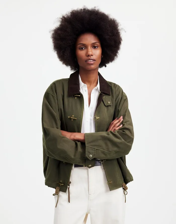 Women Coats Jackets Madewell Madewell X Alpha Industries Waxed Cotton Car Coat Cargo Olive