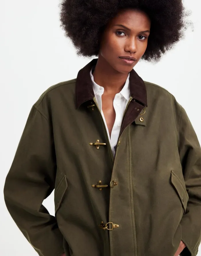 Women Coats Jackets Madewell Madewell X Alpha Industries Waxed Cotton Car Coat Cargo Olive