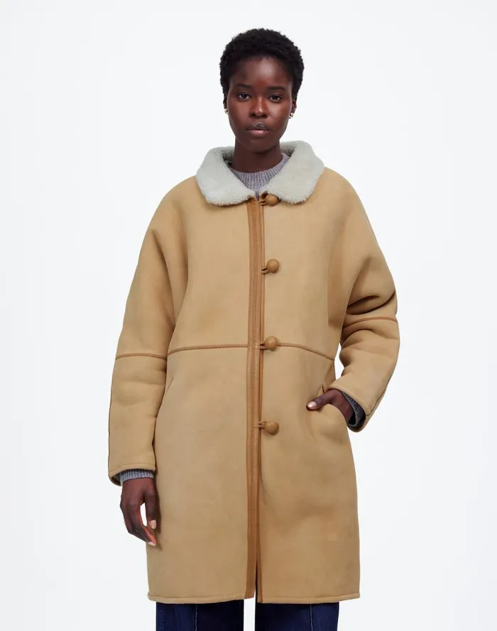 Women Coats Jackets Madewell Suede Oversized Long Jacket Winter White