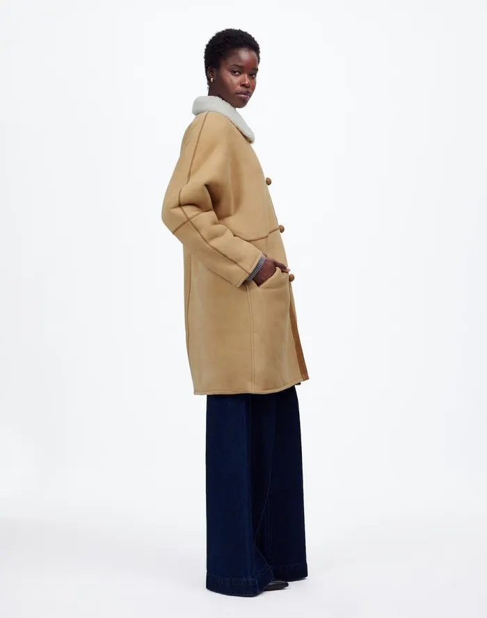 Women Coats Jackets Madewell Suede Oversized Long Jacket Winter White