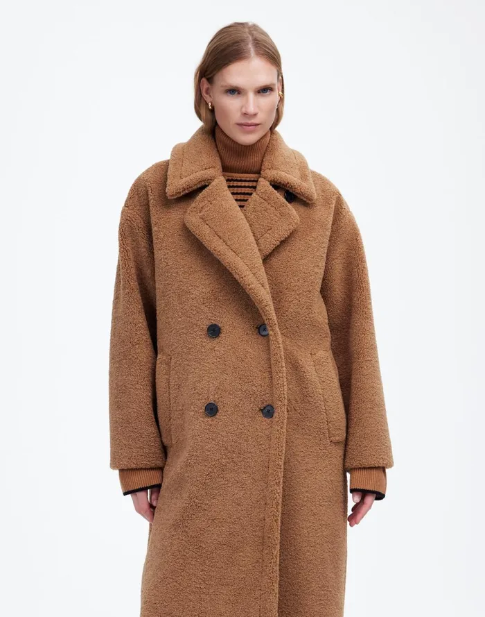 Women Coats Jackets Madewell Teddy Long Coat Dark Camel
