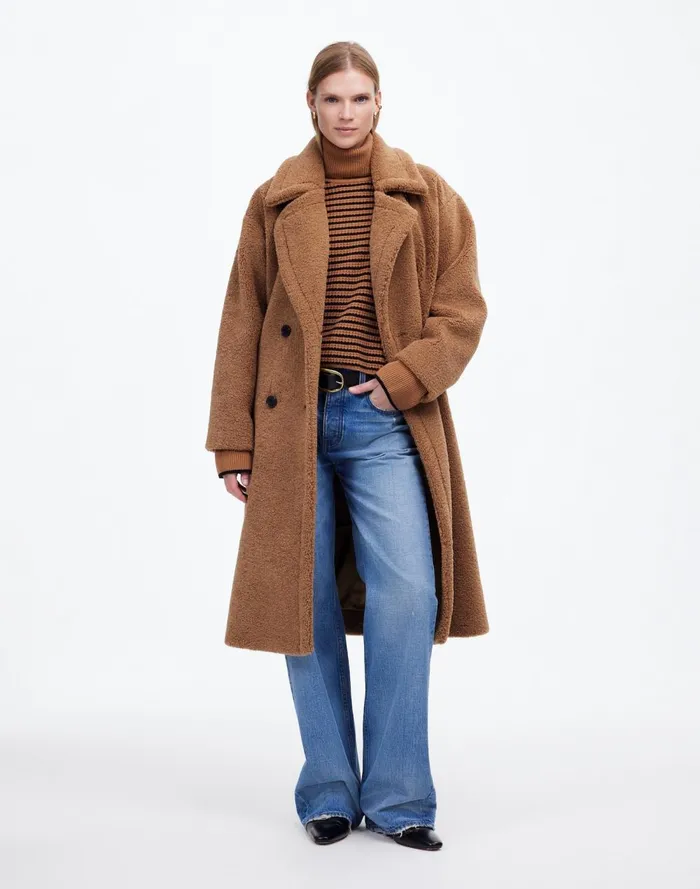 Women Coats Jackets Madewell Teddy Long Coat Dark Camel