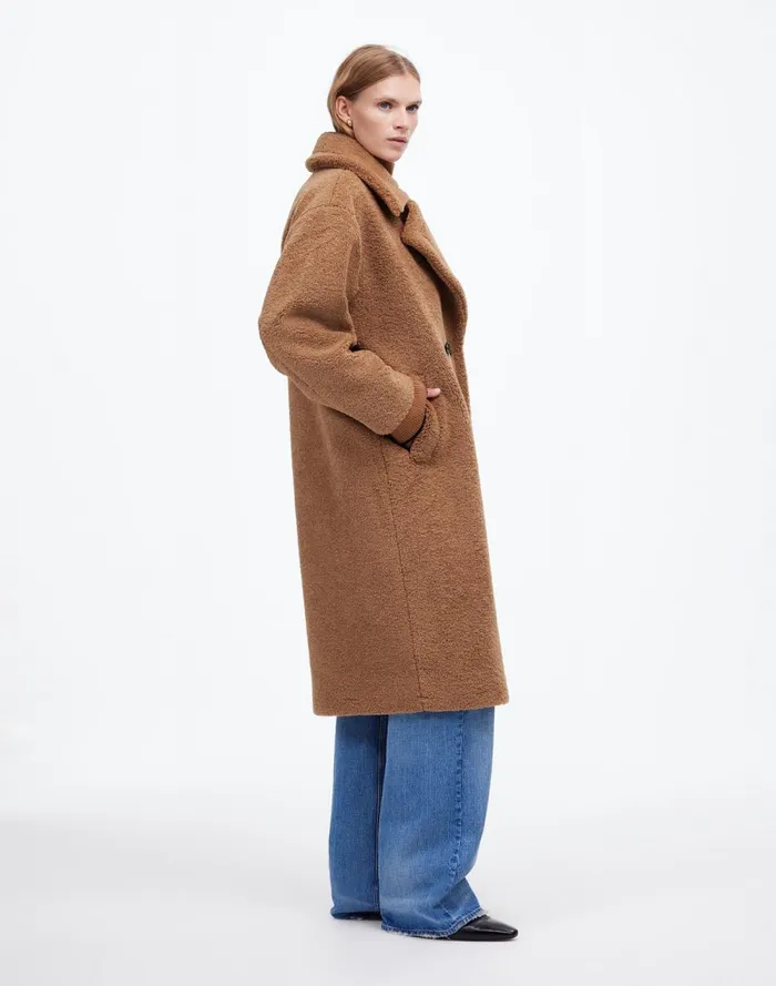 Women Coats Jackets Madewell Teddy Long Coat Dark Camel