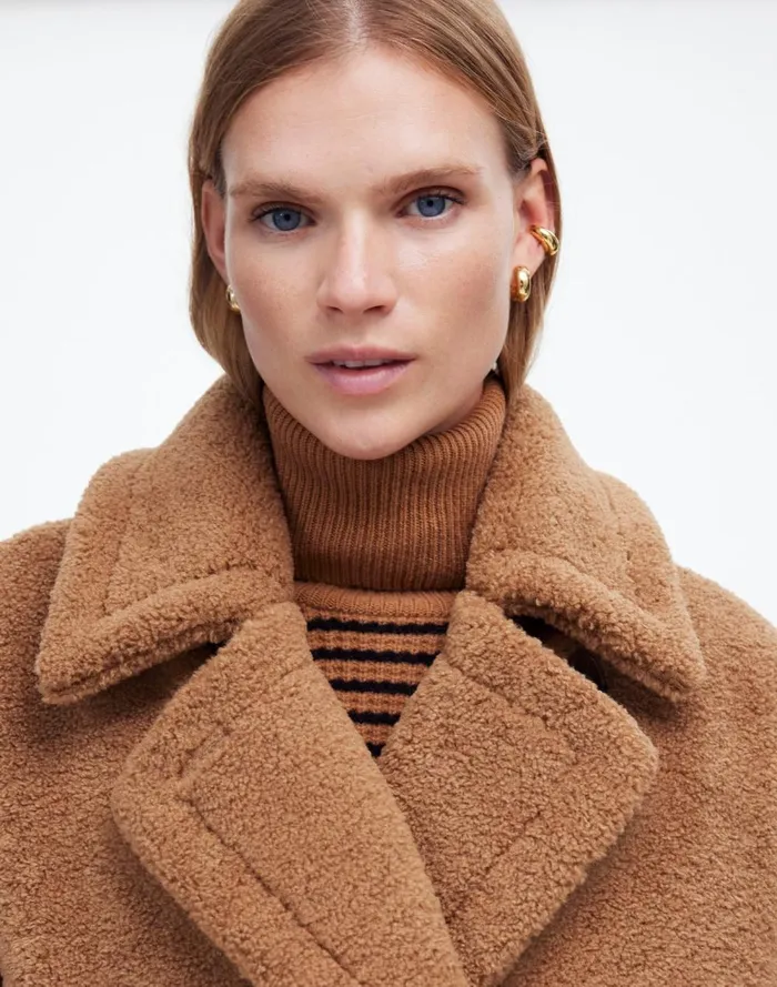 Women Coats Jackets Madewell Teddy Long Coat Dark Camel