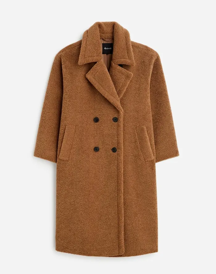 Women Coats Jackets Madewell Teddy Long Coat Dark Camel