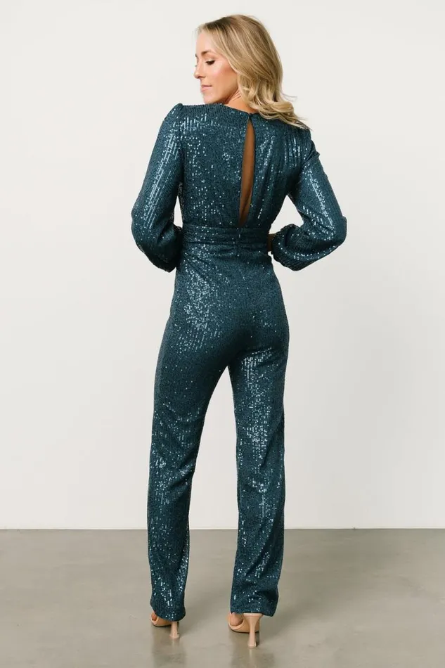 Women Comet Sequin Jumpsuit Topaz Baltic Born Embellished and Sequined Women Comet Sequin Jumpsuit Topaz Baltic Born Embellished and Sequined