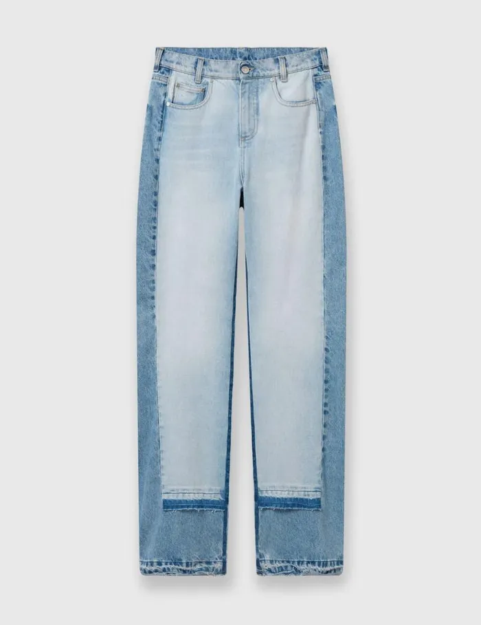 Women Contrast Panel StraightLeg Jeans Blue Stella McCartney Pants And Shorts