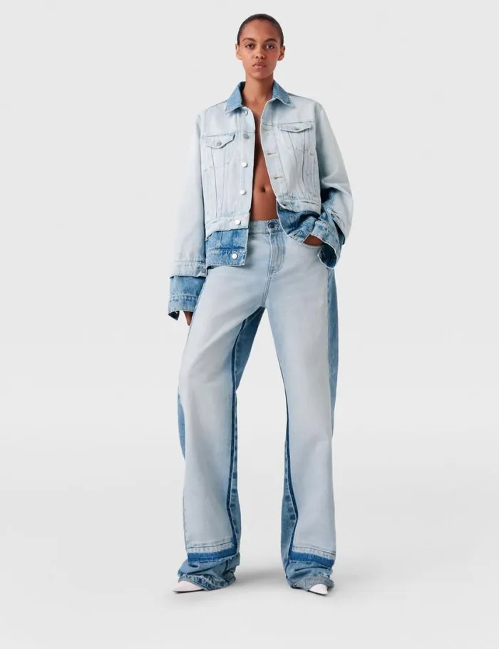 Women Contrast Panel StraightLeg Jeans Blue Stella McCartney Pants And Shorts Women Contrast Panel StraightLeg Jeans Blue Stella McCartney Pants And Shorts