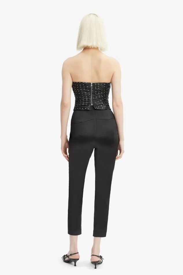 Women Corsets Bardot Blanca Satin Bustier In Black Spot Black Spot Women Corsets Bardot Blanca Satin Bustier In Black Spot Black Spot