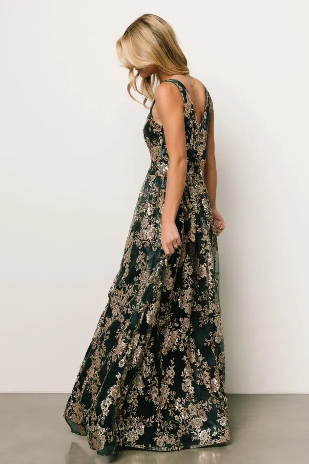 Women Cosette Sequin Shimmer Gown Emerald Gold Baltic Born Embellished and Sequined Women Cosette Sequin Shimmer Gown Emerald Gold Baltic Born Embellished and Sequined