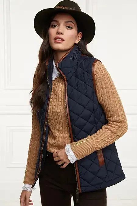 Women Country Quilted Gilet Ink Navy Holland Cooper Gilets Women Country Quilted Gilet Ink Navy Holland Cooper Gilets