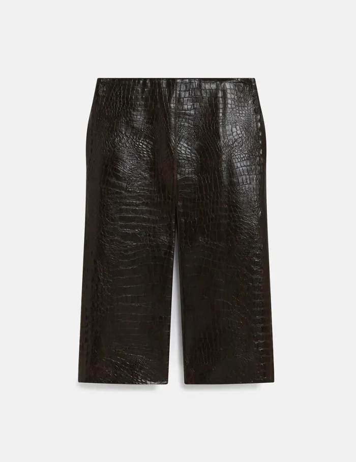 Women Crocodile Embossed Midi Skirt Mocha Brown Stella McCartney Skirts
