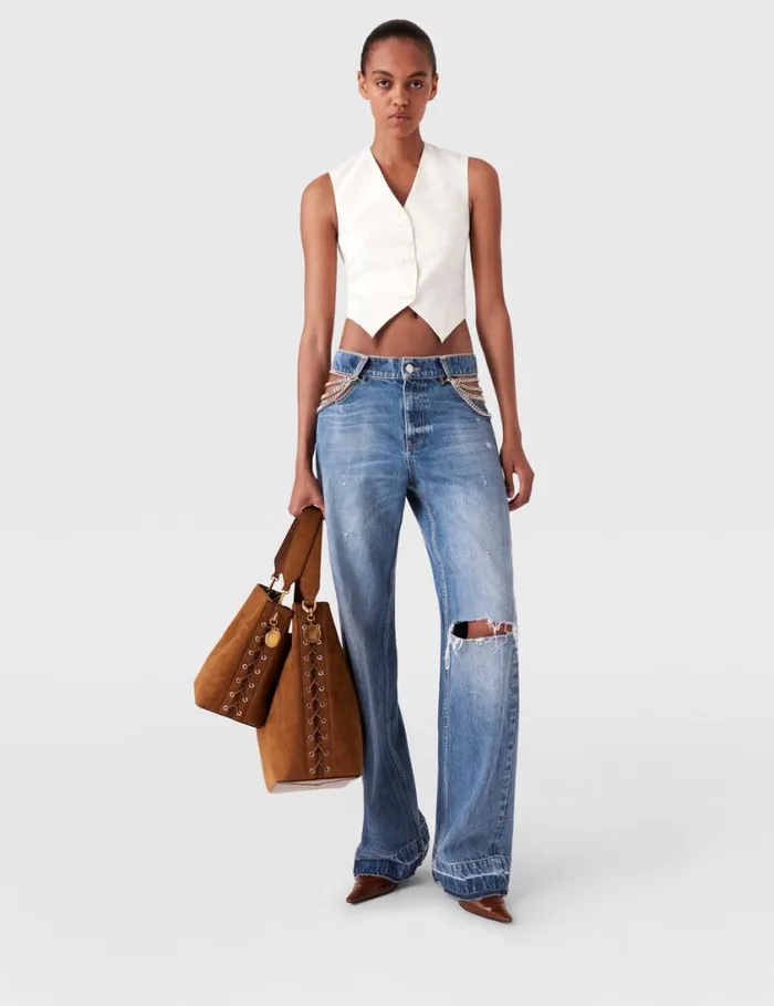 Women Cropped Tailored Wool Vest Cream Stella McCartney Coats And Jackets Women Cropped Tailored Wool Vest Cream Stella McCartney Coats And Jackets