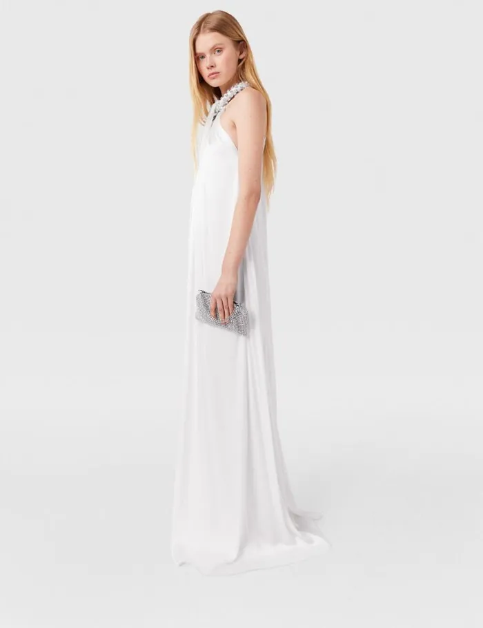 Women Crystal Halterneck Satin Maxi Dress Pure White Stella McCartney Dresses Women Crystal Halterneck Satin Maxi Dress Pure White Stella McCartney Dresses