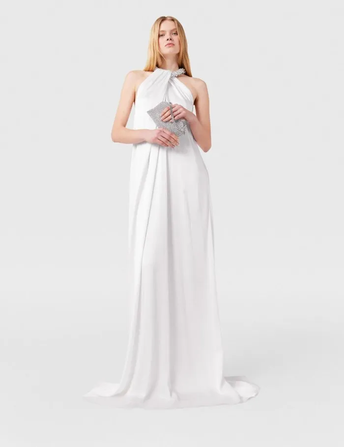 Women Crystal Halterneck Satin Maxi Dress Pure White Stella McCartney Dresses Women Crystal Halterneck Satin Maxi Dress Pure White Stella McCartney Dresses