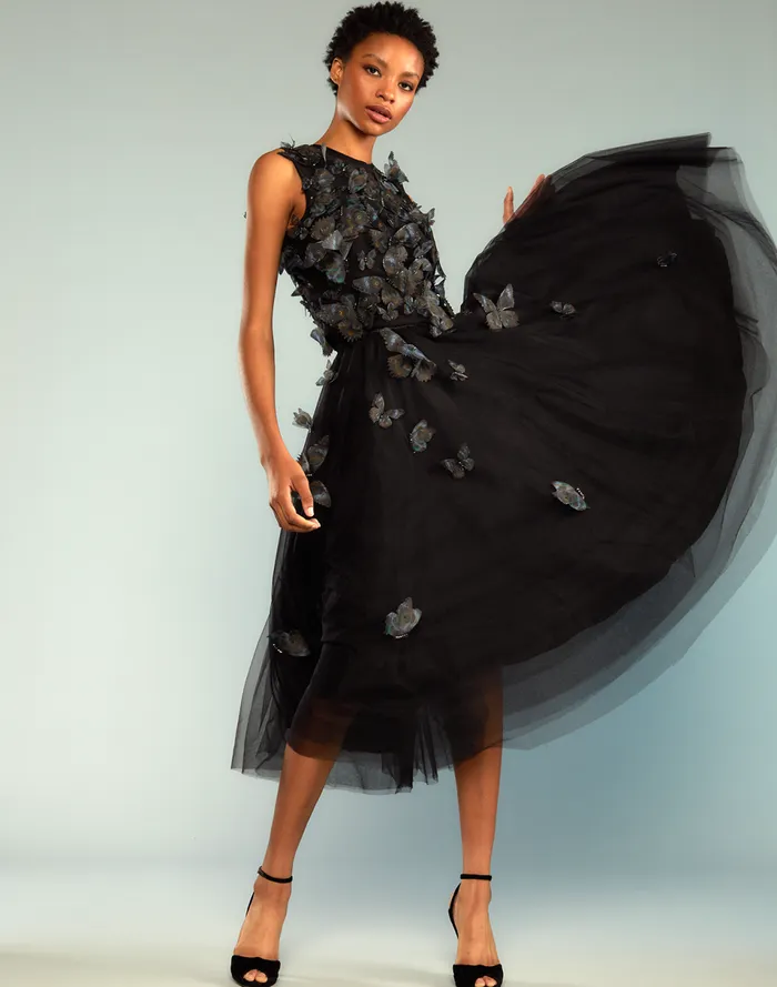 Women Cynthia Rowley Bottoms Butterfly Tulle Skirt Black