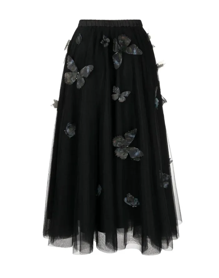 Women Cynthia Rowley Bottoms Butterfly Tulle Skirt Black Women Cynthia Rowley Bottoms Butterfly Tulle Skirt Black