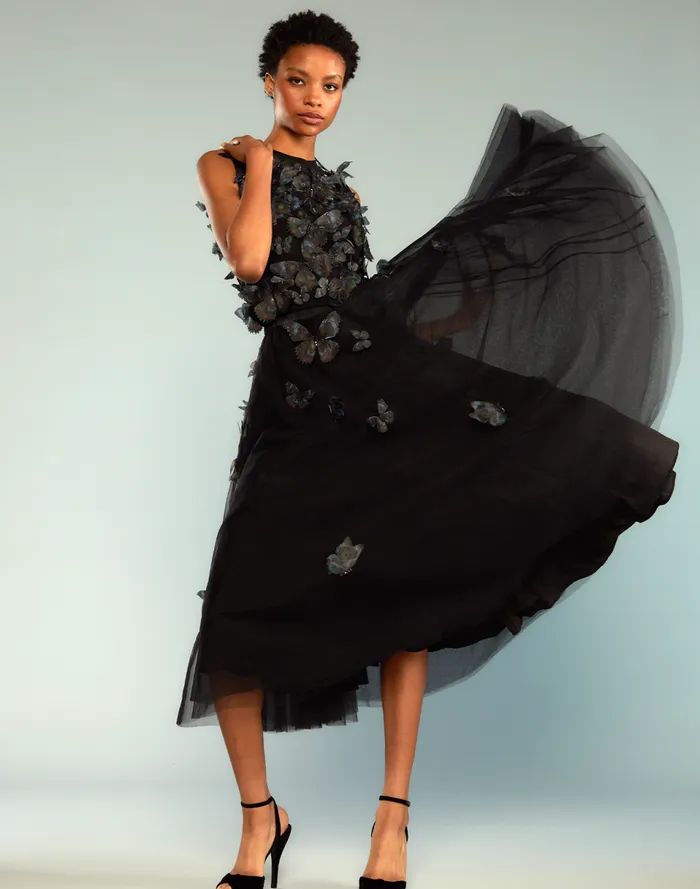 Women Cynthia Rowley Bottoms Butterfly Tulle Skirt Black Women Cynthia Rowley Bottoms Butterfly Tulle Skirt Black