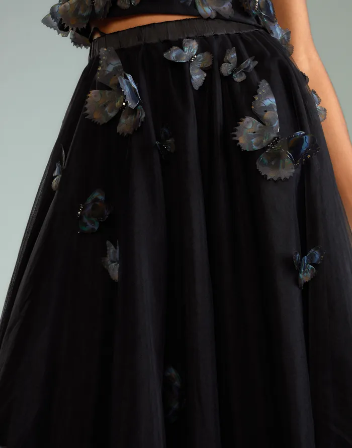 Women Cynthia Rowley Bottoms Butterfly Tulle Skirt Black Women Cynthia Rowley Bottoms Butterfly Tulle Skirt Black