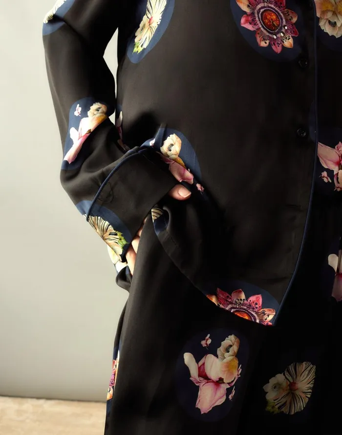 Women Cynthia Rowley Bottoms Moonlit Petal Silk Pant Blkfl Women Cynthia Rowley Bottoms Moonlit Petal Silk Pant Blkfl