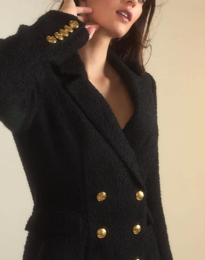 Women Cynthia Rowley Dresses Bardot Boucl Blazer Dress Black Women Cynthia Rowley Dresses Bardot Boucl Blazer Dress Black