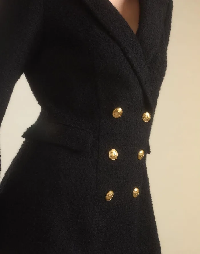 Women Cynthia Rowley Dresses Bardot Boucl Blazer Dress Black Women Cynthia Rowley Dresses Bardot Boucl Blazer Dress Black