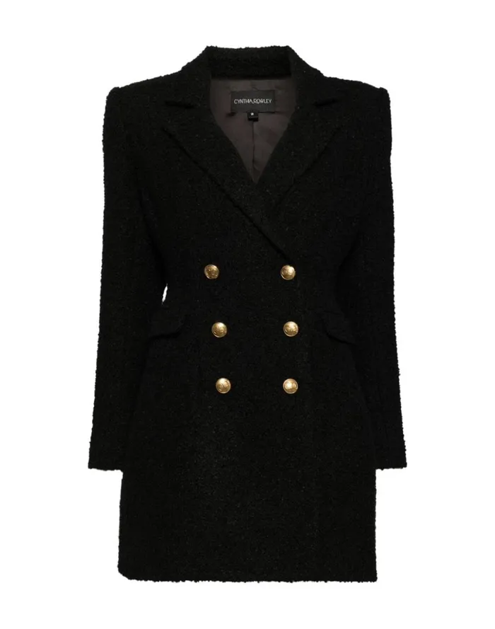 Women Cynthia Rowley Dresses Bardot Boucl Blazer Dress Black Women Cynthia Rowley Dresses Bardot Boucl Blazer Dress Black