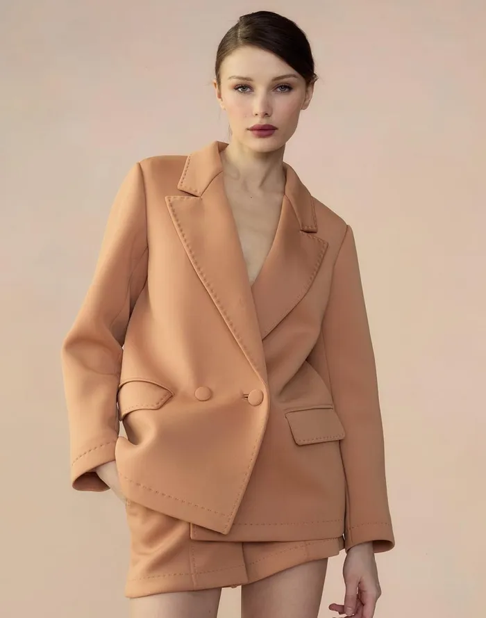 Women Cynthia Rowley Outerwear Bonded Pick Stitch Jacket Tan