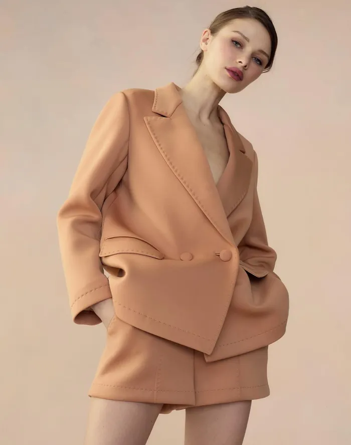 Women Cynthia Rowley Outerwear Bonded Pick Stitch Jacket Tan Women Cynthia Rowley Outerwear Bonded Pick Stitch Jacket Tan