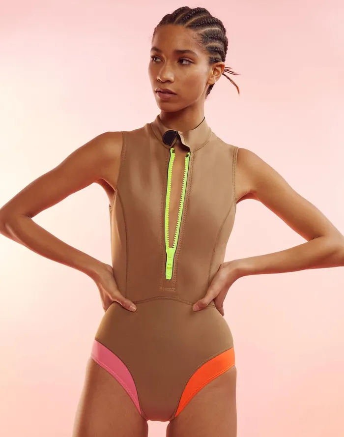 Women Cynthia Rowley Swim Byron Wetsuit Camel Women Cynthia Rowley Swim Byron Wetsuit Camel