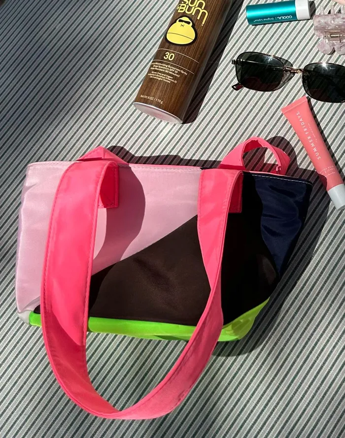 Women Cynthia Rowley Swim Mini Colorblock Nylon Tote Multi