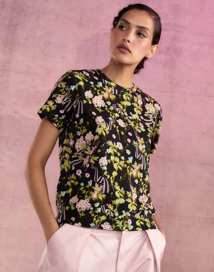 Women Cynthia Rowley Tops Bloom Tee Blkfl