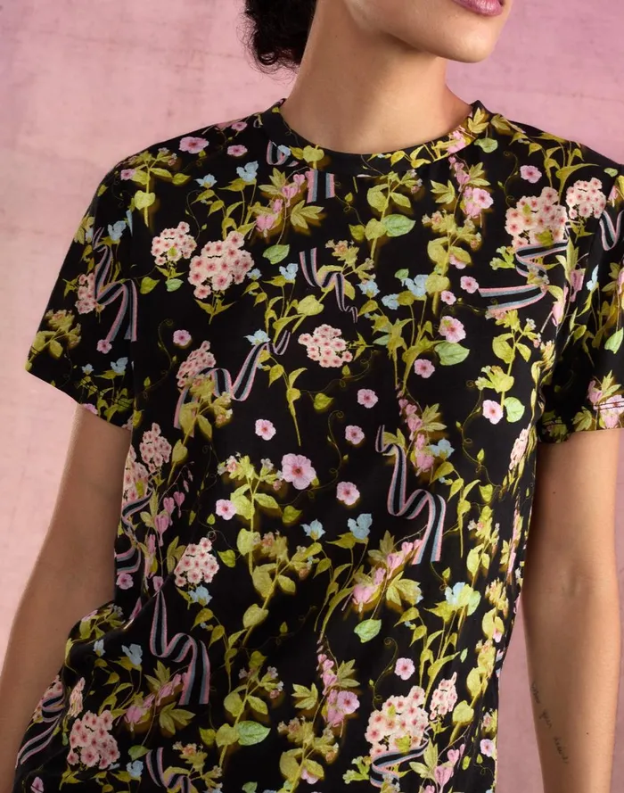 Women Cynthia Rowley Tops Bloom Tee Blkfl Women Cynthia Rowley Tops Bloom Tee Blkfl
