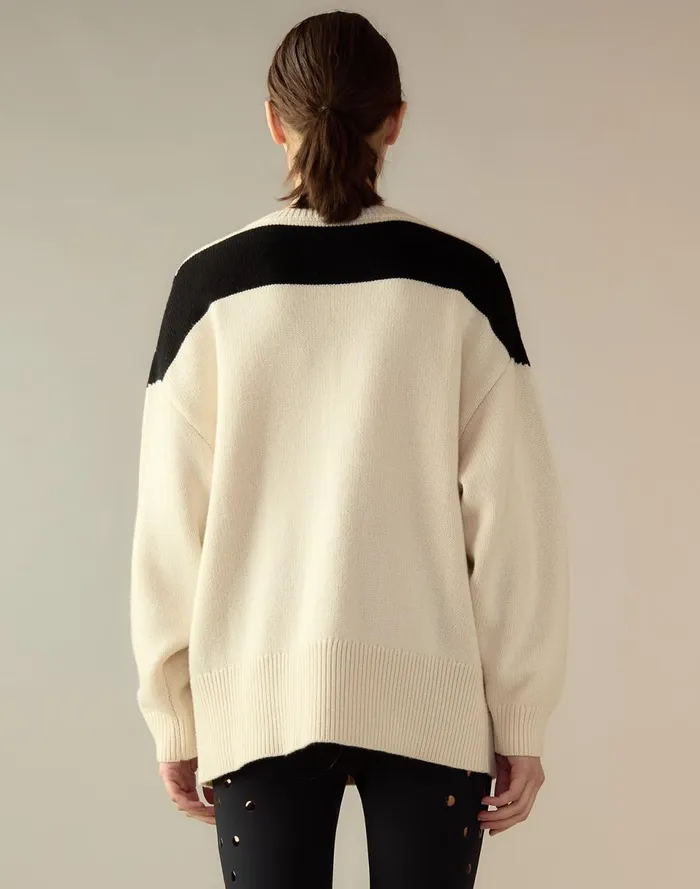 Women Cynthia Rowley Tops Collegiate VNeck Sweater Whtbl Women Cynthia Rowley Tops Collegiate VNeck Sweater Whtbl