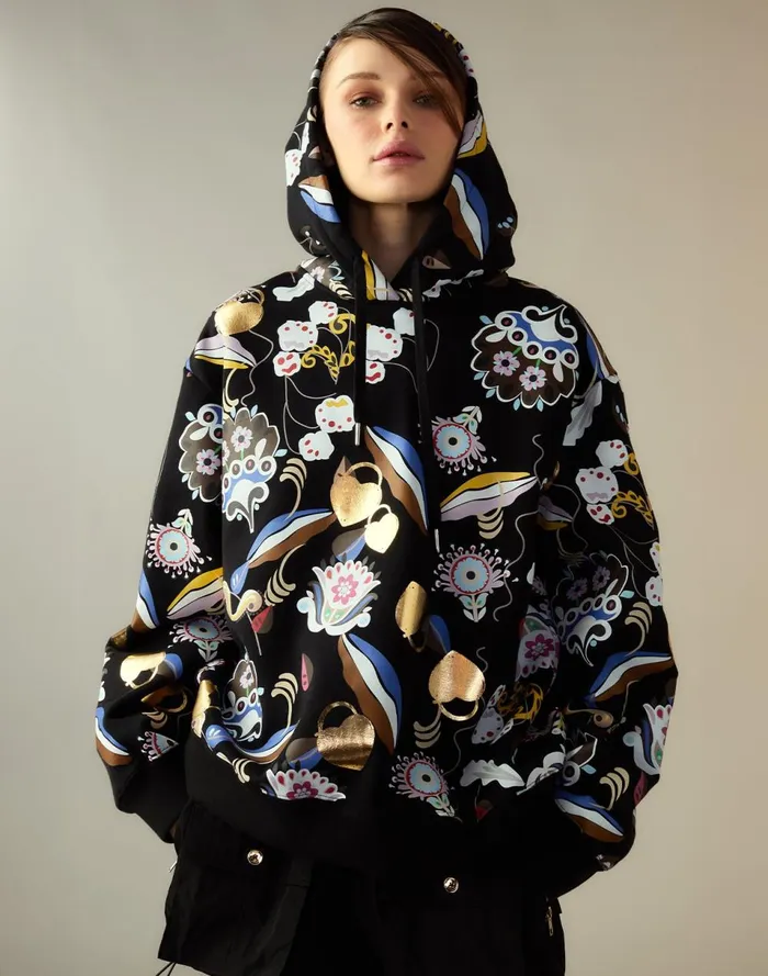 Women Cynthia Rowley Tops Gilded Garden Sweatshirt Black
