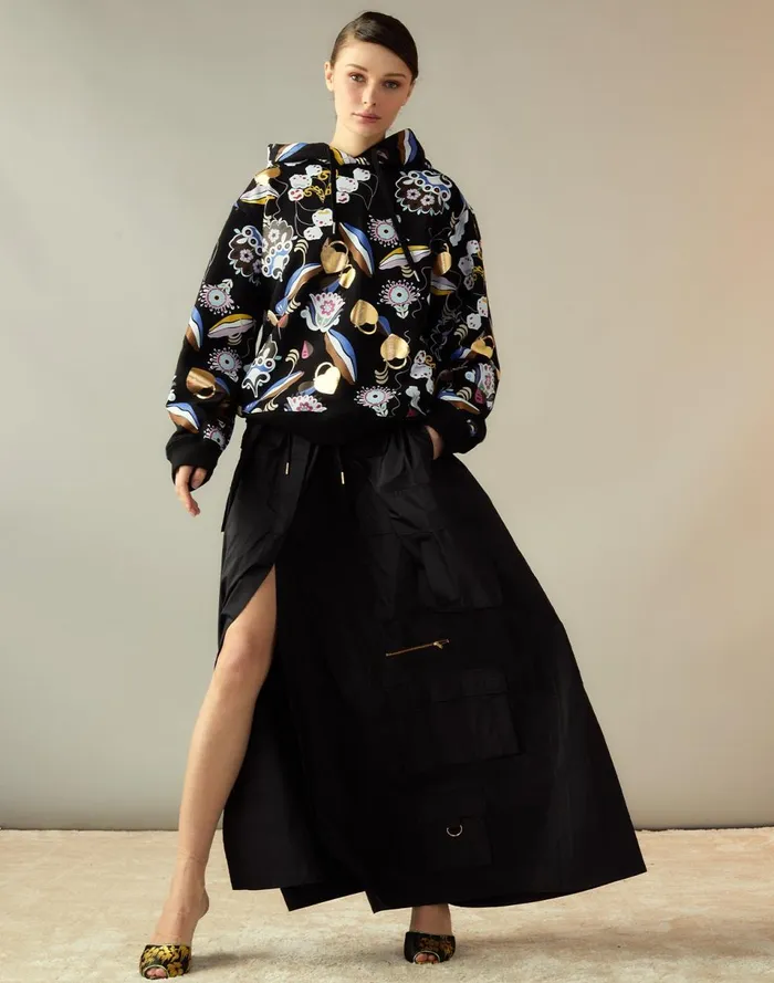 Women Cynthia Rowley Tops Gilded Garden Sweatshirt Black Women Cynthia Rowley Tops Gilded Garden Sweatshirt Black