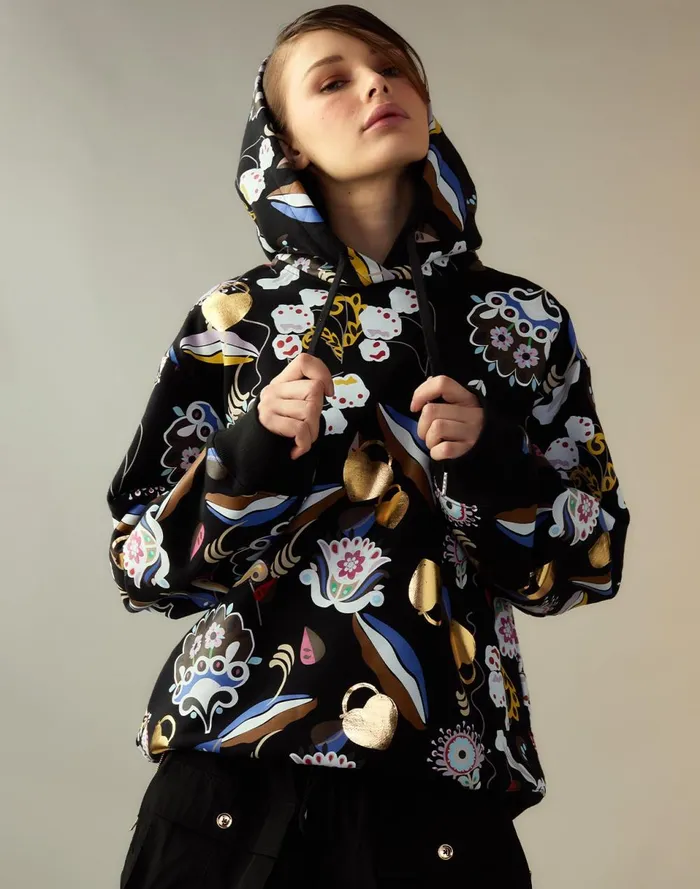 Women Cynthia Rowley Tops Gilded Garden Sweatshirt Black Women Cynthia Rowley Tops Gilded Garden Sweatshirt Black
