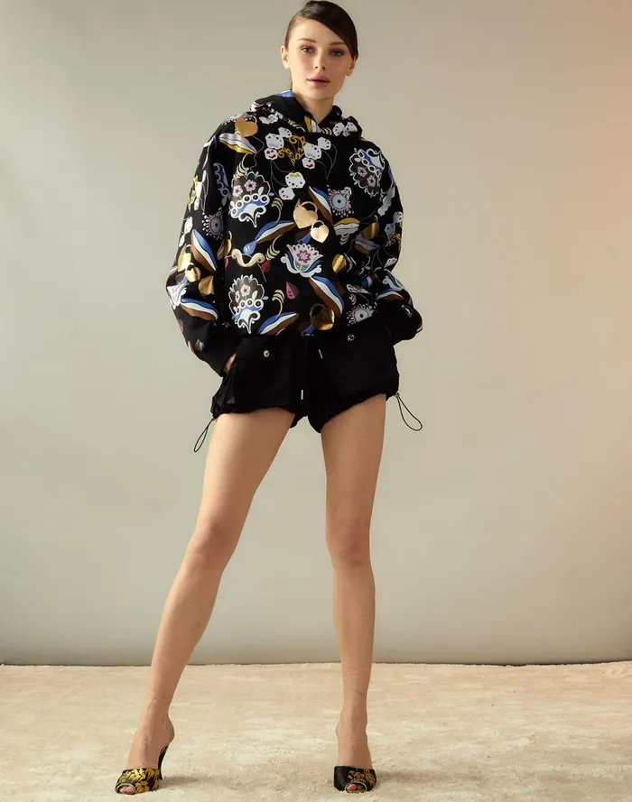 Women Cynthia Rowley Tops Gilded Garden Sweatshirt Black Women Cynthia Rowley Tops Gilded Garden Sweatshirt Black