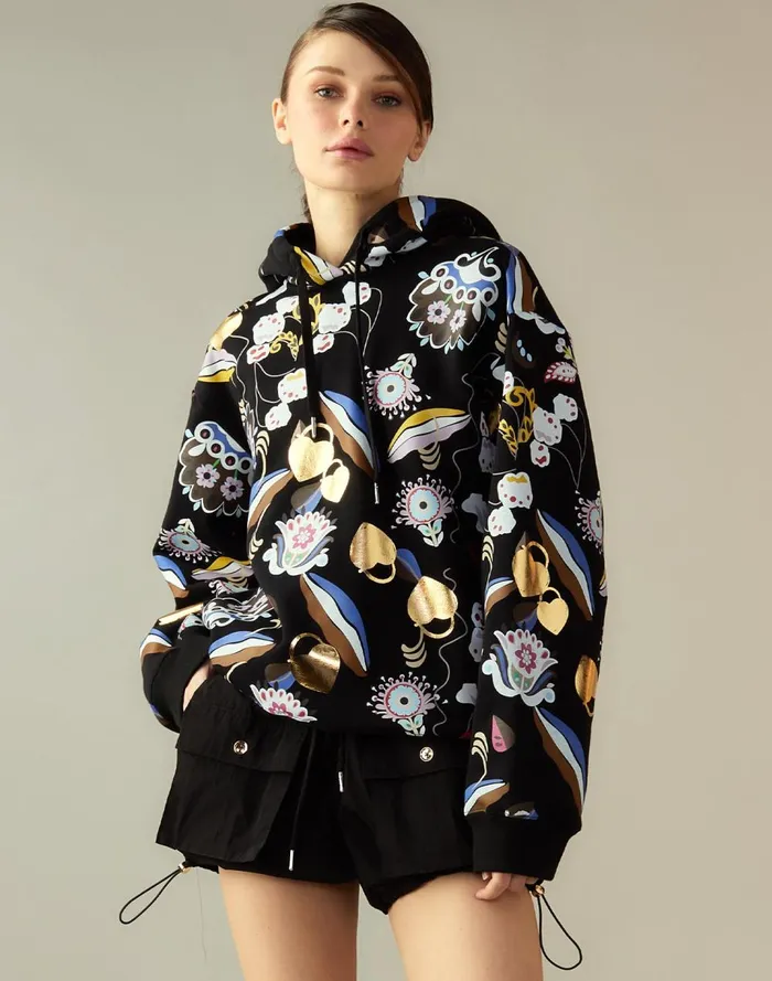 Women Cynthia Rowley Tops Gilded Garden Sweatshirt Black Women Cynthia Rowley Tops Gilded Garden Sweatshirt Black